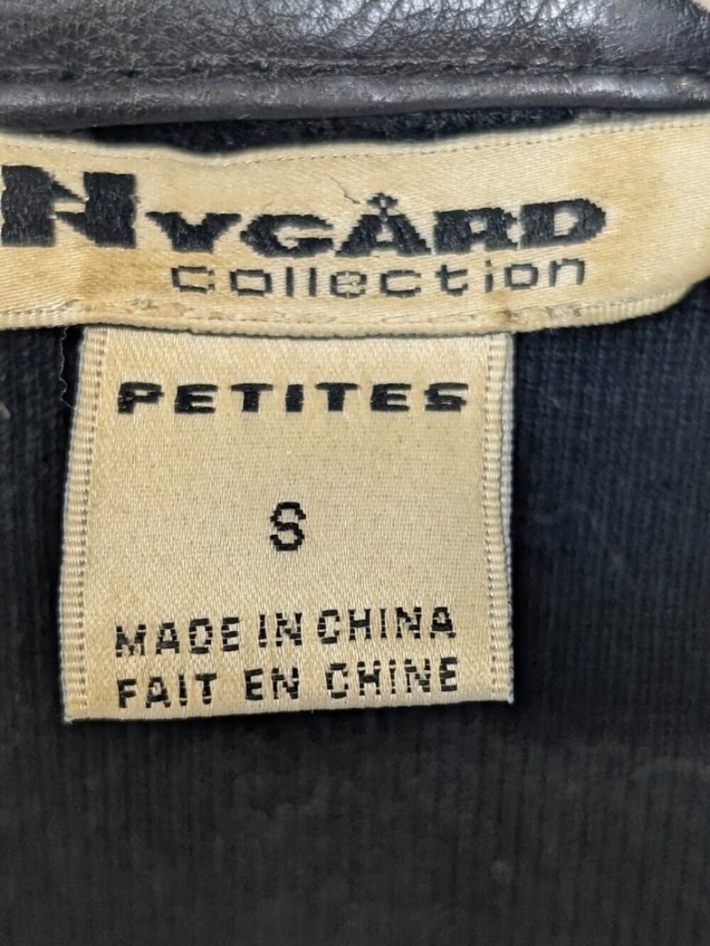 Nygård Collection Petite Black Leather Front Zip Jacket | Size 8P - Picture 5 of 6